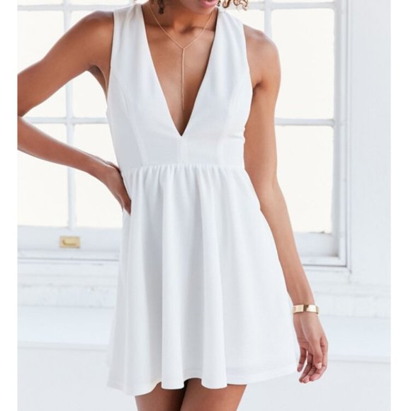 UO Lucca Couture Plunging Textured Fit+Flare Dress